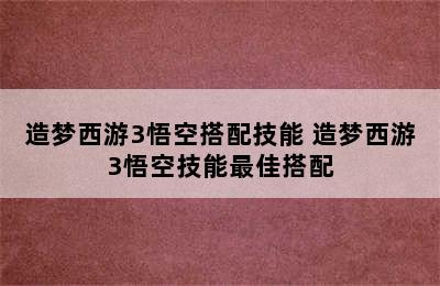 造梦西游3悟空搭配技能 造梦西游3悟空技能最佳搭配